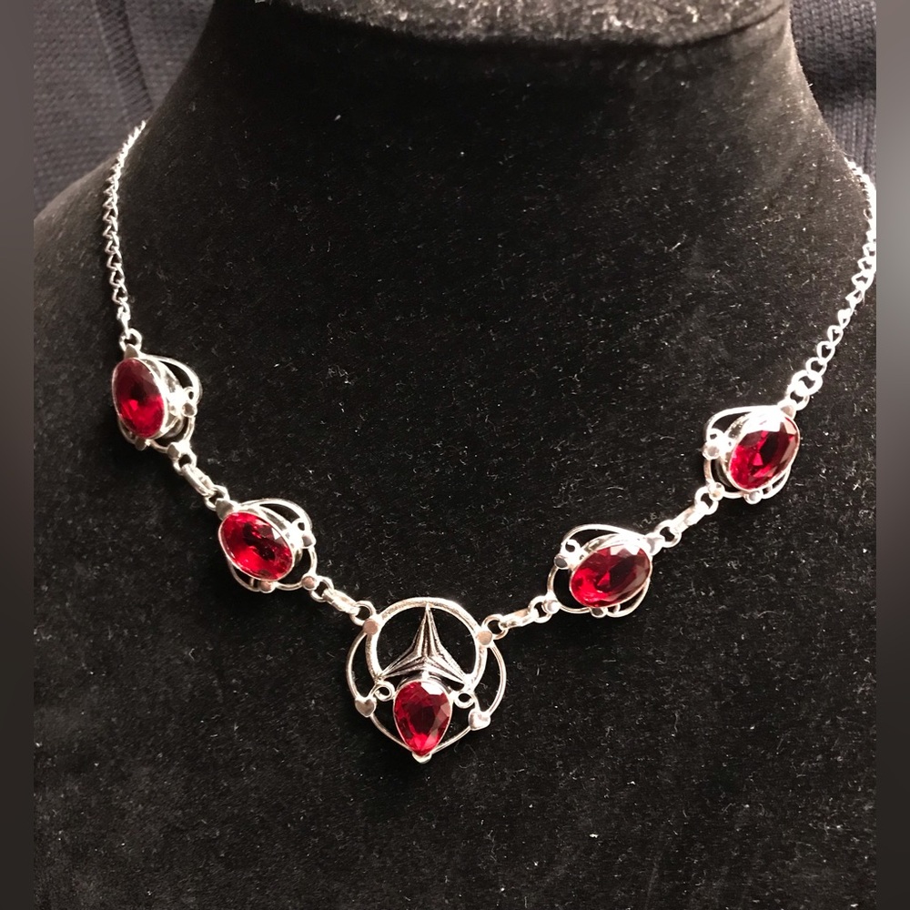 Garnet Stamped 925 Sterling Silver Necklace